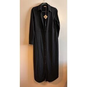 Faherty Legend Sweater Shirt Maxi Dress Heathered Black Twill Medium NWT